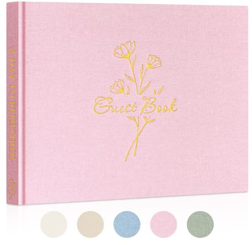 Lanpn Gästebuch Hochzeit Blanko mit 108 Seiten, Leinen Gästebuch Geburtstag, Hochzeitsbuch Gästebücher Hochzeitsalbum Hochzeitsgästebuch, Gästebuch für Jubiläen Geburtstage Babyparty Taufe (Rosa)