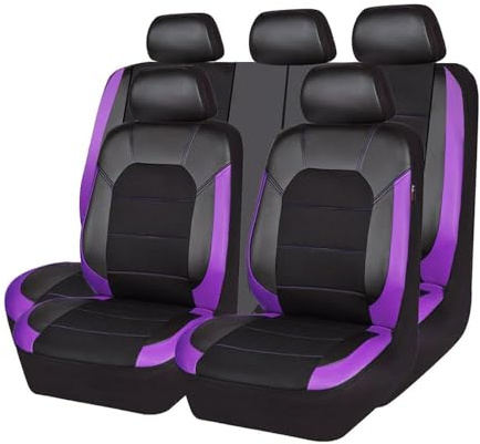 Auto Sitzbezüge Sitzschoner für Mitsubishi Space Star 2013-2022, Leder Vorne Hinten Schonbezüge Verschleißfest Wasserdicht Bequem Innenraum Zubehör,E/Purple
