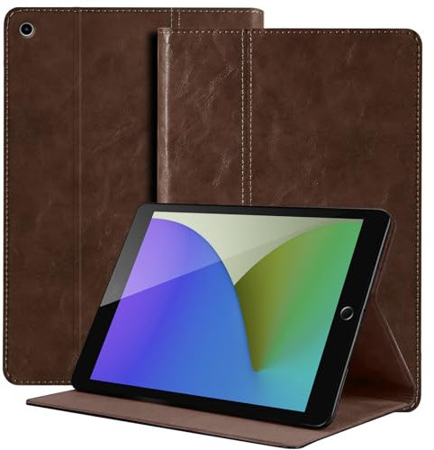 NANRUIL Hülle für iPad mini 7,9 Zoll und iPad mini 1./2./3./4./5.Gen Huelle 2012/2013/2014/2015/2019 Echtes Leder Tablet Schutzhülle Case Cover,Auto Wachen/Schlafen.Dunkelbraun