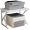 LYHXYLFT 2-stöckiger CD-Player-Ständer, Offenes Aufbewahrungs-Audio-Rack, AV-Medienständer, AV-Medien-Audio-Ständer for Bibliotheken, Büro, Wohnzimmer, Aufnahmestudio(White,50 X 40 X 39cm)