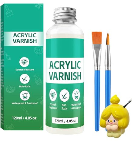 COWANIEE Air Dry Clay Glaze 120 Ml, High Gloss Clay Varnish with 1 Brush for Craft Pottery, Oil Painting, Wood, Waterproof Clay Varnish