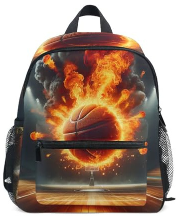 RPLIFE Basketball on Fire Rucksack für Kleinkinder, Mädchen, Jungen, Mini-Reiserucksack, Schulrucksäcke, 3–8 Jahre
