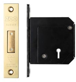Kooples Hardware British Standard 5 Lever Deadlock – 80mm BS3621 Mortice Lock with Escutcheon – Chubb 3G114 Retrofit for External Timber Doors (Brass Finish/Anti Tarnish)