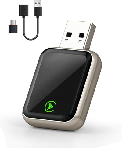 Wireless CarPlay Adapter 2026, Compact CarPlay Wireless Adapter, Plug and Play CarPlay Dongle with Fast Auto-Connection, Compatible with iPhone iOS 12+ and Most Wired CarPlay Vehicles