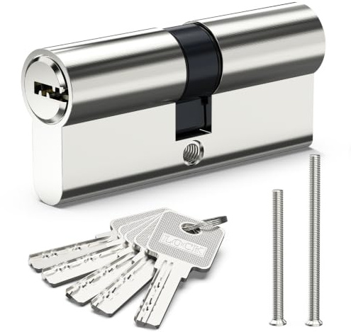 Euro Cylinder Lock 35/35, 70mm Euro Door Barrel Lock with 5 Keys | Solid Brass Core, High Security for UPVC, Wooden, Composite Doors Replacement Profile, 2 Fixing Screws & Tin Storage Box