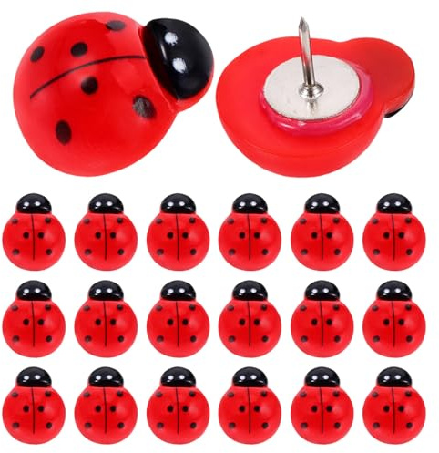WRITWAA 20 St Söta Trycknålar i Nyckelpigeform Robusta och Hållbara Push Pins för Anslagstavla för Skola och Hem Dekorativa och Praktiska för Dokument och Anteckningar