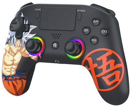 Subsonic - Manette sans Fil PS5 Dragon Ball Super Goku - Noire | Lience Officielle, Ergonomique, LED Programmables, Fonction Vibration, Pavé Tactile, Palettes Programmables - Pour PS5 et PC