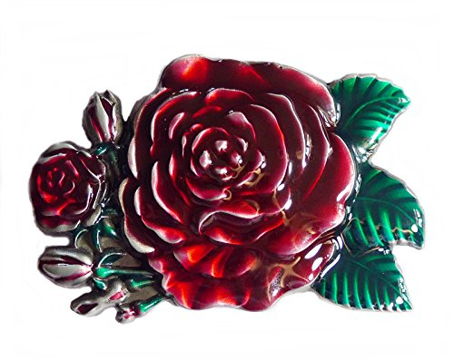 AW-Collection Gürtelschnalle Buckle Gürtelschliesse Western Rose rot Country Line Dance