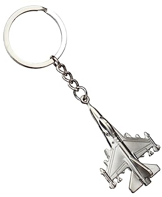 ODETOJOY Porte-clés en métal avec breloque en forme d'avion de combat, cadeau de remerciement, modèle de chasseur F16, Avion de chasse, taille unique