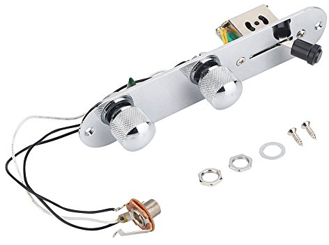 Telecaster Control Plate 3 Wege Schalter Metallvorverdrahtete Steuerplatte mit Kabelbaumknöpfen für Tele-Gitarre Ersatzteile