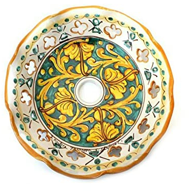 ILAB Piatto in ceramica per lampadario decorato realizzato e firmato a mano sospensione art. martina