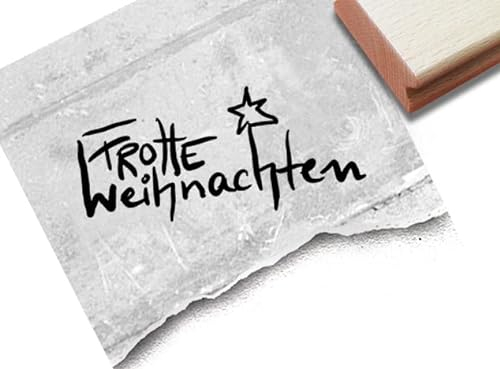 Stempel Weihnachtsstempel Frohe Weihnachten in Handschrift - Textstempel Karten Geschenkanhänger Weihnachtsdeko Basteln Tischdeko - zAcheR-fineT