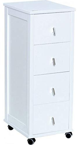 Liberoshopping Cassettiera POKERINO in Legno a 4 cassetti (Laccato Bianco)