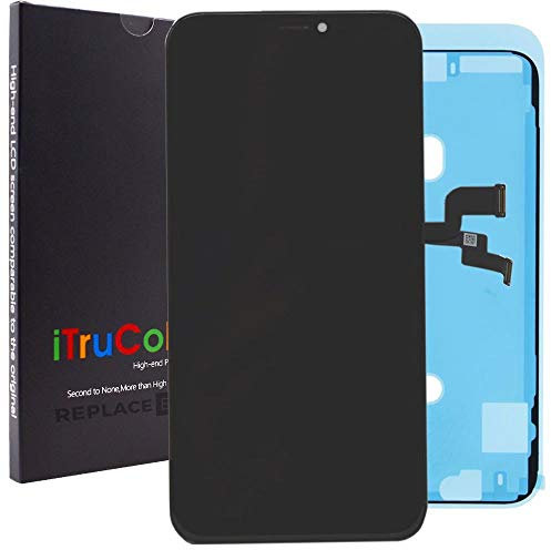 iTrucolor - Compatible With iPhone X Premium Quality Replacement Screen With Black-plate And Adhesive - Bright Vivid Color LCD