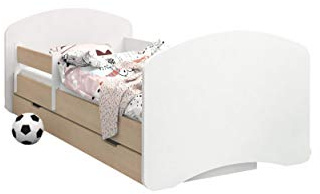 Happy Babies - Doppelseitiges KINDERBETT MIT SCHUBLADE Modernes Design mit sicheren Kanten und Absturzsicherung Schaumstoffmatratze 7 cm Leichte Birne (Kein Motiv, 190/90)