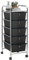 IDIMEX Badregal Rollwagen Rollcontainer GINA, mit 5 schwarzen Schubladen und Metallgestell edel verchromt