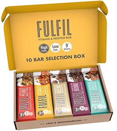 FULFIL Vitamin and Protein Bars (10 x 55 g Bars) — Exclusive 10 Bar Selection Box — 20 g High Protein, 9 Vitamins, Low Sugar