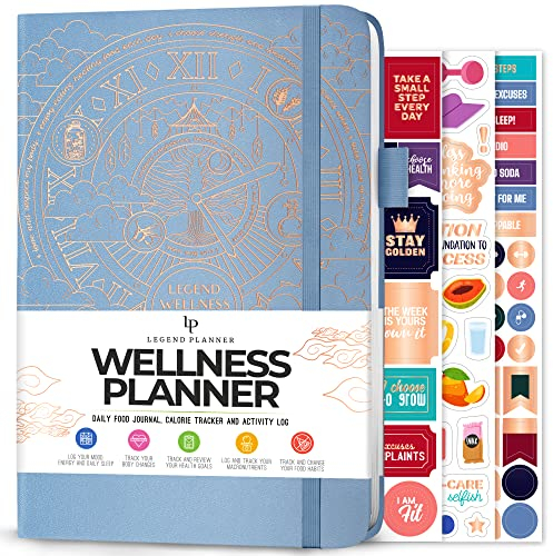 Legend Wellness Planner & Food Journal,Tägliche Ernährung, Gesundheit & Fitness Journal mit Übung & Gewichtsverlust-Trackern,Lifestyle, Ernährung & Workout Tagebuch, A5 Größe,Immerhaftes