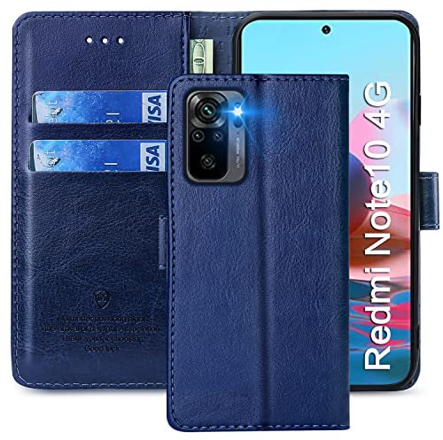 FMPCUON Funda para Redmi Note 10 4G,Funda Libro Redmi Note 10S Funda con Tapa,Cuero Carcasa Magnético Funda Cartera Móvil para Xiaomi Redmi Note 10 4G/Note 10S, Azul