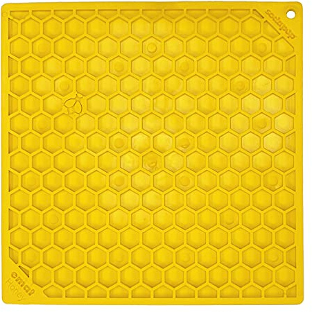 SodaPup Honeycomb eMat – Durable Lick Mat Feeder Made in USA from Non-Toxic, Pet-Safe, Food Safe Rubber for Mental Stimulation, Avoiding Overfeeding, Fresh Breath, Digestive Health, Calming, & More