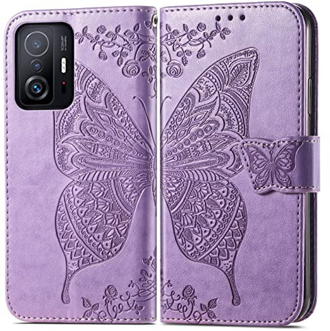 Roar Handyhülle für Xiaomi 11T Hülle Xiaomi 11T | Book Case Flip Tasche mit Magnet Kartenfach Standfunktion | Flieder