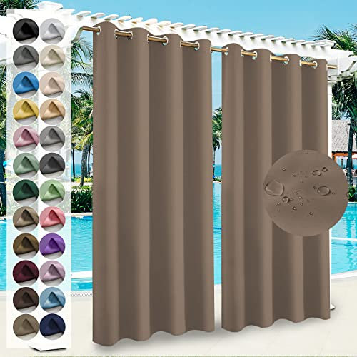 YangAera Outdoor Vorhang Wasserdicht UV Schutz Sichtschutz Sonnenschutz Gardinen mit Ösen, Outdoorvorhänge für Balkon Terrasse Veranda Pergola Gartenlaube - 22# (1 Stücke/ B266CMxH213CM)