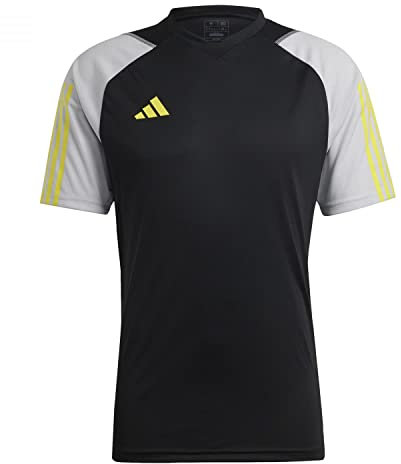 Adidas Mens Jersey (Short Sleeve) Tiro 23 Competition Jersey, Black/Team Light Grey/Impact Yellow, HU1295, XS