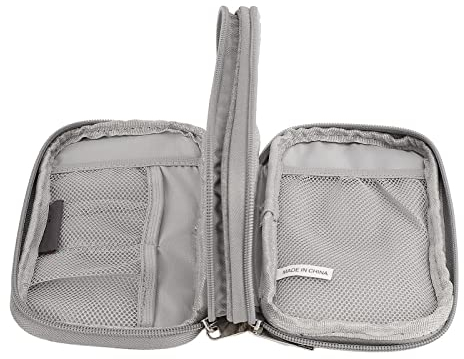 Borsa Portaoggetti Elettronica, Organizer Elettronico per Accessori da Viaggio Borsa Organizer per Gadget, con Design a 2 Livelli, Tracolla, per Vacanze, Viaggi di Lavoro, Cavi Portaoggetti da(Grigio)