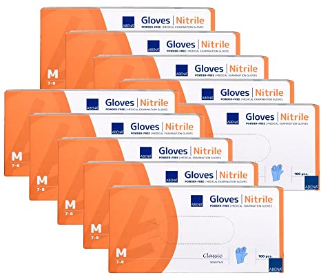 ABENA Nitrilhandschuhe M, 1000 Stück – Einmalhandschuhe Blau, handschuhe einweg, puderfreie & latexfreie – Einweghandschuhe in S, M, L & XL verfügbar