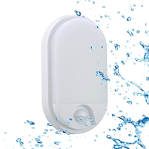 Sigmaled lighting, 10W LED- Deckenleuchte mit Bewegungsmelder IP54 WASSERDICHT, 900 Lumen, Deckenlampe Neutralweißes 4000K, Wandleuchte für außen und innen, Ovale Wandlampe