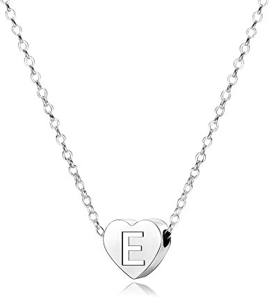 KENYG S925 Silver A-Z Capital Initial Heart Pendant Necklaces for Women Girls Lady for Christmas Birthday Graduation,Women Choker Tiny Necklaces Fashion Jewellery (E)