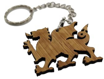 Welsh Dragon Bamboo Keychain
