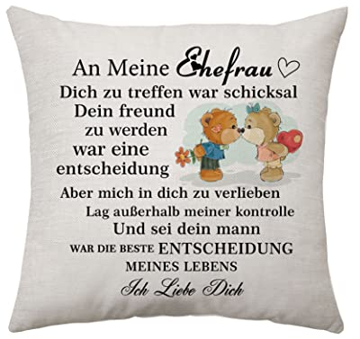 Aconesong An Meine Ehefrau Geschenke Geburtstag Geschenke vom Ehemann Süße Hochzeitstag Geschenke für Frau Kissenbezug Kissenbezüge Weihnachten Frau Geschenke (Ehefrau)