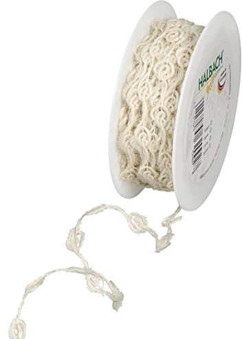 HALBACH Rosenlitze drahtverstärkt Rolle 10 m Creme Band Bastelband Dekoband Bänder
