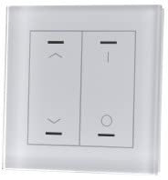 KNX Glasknopf II Licht 2-fach RGBW mit Temperatursensor, Weiß, Jalousien, Schalten.