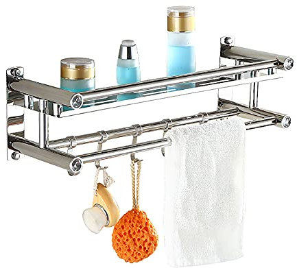 APBEAM Mensola Doccia Adesiva for Parete Senza Foratura Porta Asciugamani Bagno in Acciaio Inossidabile Mensola Bagno for Lavabo Bagno/a/40 Cm