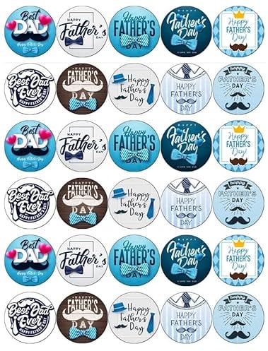 30 Fathers Day Dad Cupcake Toppers Edible Wafer Paper Fairy Cake Toppers Birthday Cake Decorations