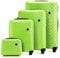 WITTCHEN Cube line Kofferset of 4 (S+M+L+Kosmetikkoffer) ABS Mit Geometrischer Prägung 4 Lenkrollen Teleskopgriff Kombinationsschloss Reisekofferset Gepäckset Limette