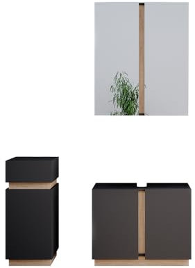 Vicco Badmöbel-Set Gloria, Badezimmerschrank-Set, Anthrazit/Sonoma, 3 Teile, mit Midischrank