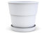 Plastard Blumentopf Milano 32 cm Durchmesser mit passenden Untersetzer Farbe Weiß Übertopf Blumenkübel für Garten Balkon Terrasse Pflanztopf