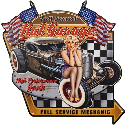 Moritz Blechschild 40 x 40 cm Mechaniker Garage Auto Oldtimer USA Frau Deko Metallschild Retro Vintage Retro Sprüche lustig