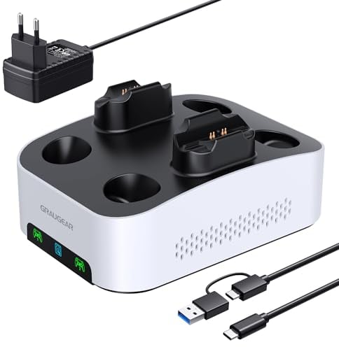 GRAUGEAR Disco duro externo de 8 TB para PS5, PS5 Slim, PS5 Pro, estación de carga para 2 mandos PS5, formateado para PS5, ideal para juegos y espacio de almacenamiento (8 TB)