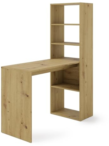 Homlando Schreibtisch mit Regalen, Moderner Computertisch mit Bücherregal, Computertisch Arbeitstisch, Arbeitstisch für Home Office, Harmony 120 cm Artisan Eiche