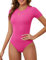 RITOSTA Body Contenitivo Modellante Donna Body Elegante Maniche Corte Body Shaper Shapewear Bodysuit Snellente Contenitivo Perizoma Modellante Pancia Piatta Scollo Rotondo Top (Rosa,M)