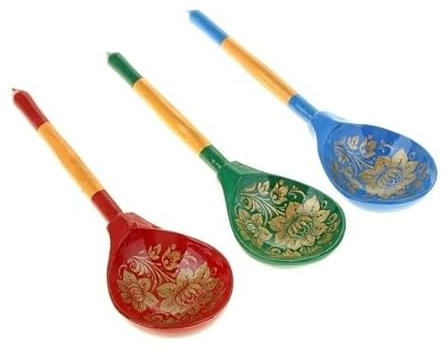Cuchara de madera estilo Khokhloma grande 3pcs
