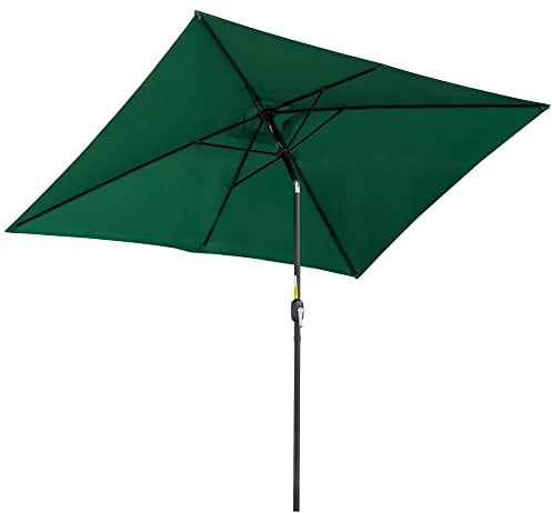 Outsunny Parasol de jardin Parasol droit inclinable rectangulaire aluminium polyester haute densité 3 x 2 m Vert