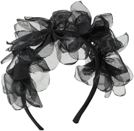 SANRLO Stirnbänder, Haarschmuck für Damen, schöne Tüll-Haarbänder, Foto-Requisiten, Tüll-Stirnband, Party-Kopfschmuck, großes Blumen-Stirnband für Musikfestivals