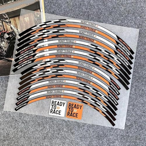 ZWBHNB Adesivo per Bordo Ruote Moto da Corsa Ruota Adesivo Mozzo Cerchi Decal Nastro Riflettente della Banda per KTM 125 EXC 125/250/300/350/450/500 Decalcomanie per Ruote(3)