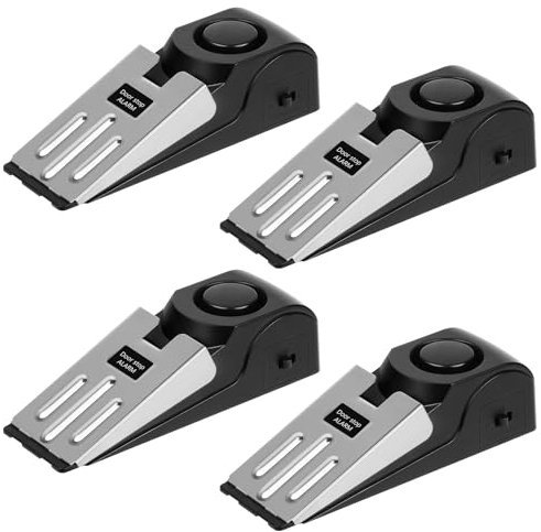Flintronic Türstopper Alarm, 4 Stück Alarm Türstopper Türalarm Einbruchschutz 120dB, Tür Sicherheit Einstellbares Doppelschutz, Sicherheitsgerät für Zuhause, Hotel und Reisen, (Batterien nicht im)