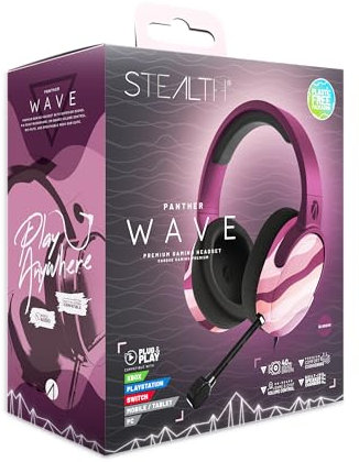 STEALTH Panther Gaming Headset WAVE Edition - Blossom, Compatible with PS4/PS5, XBOX, Switch, PC with Flexible Mic, 3.5mm Jack, 1.5m Cable, Lightweight, Comfortable and Durable